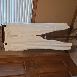 Kut white cotton linen joggers